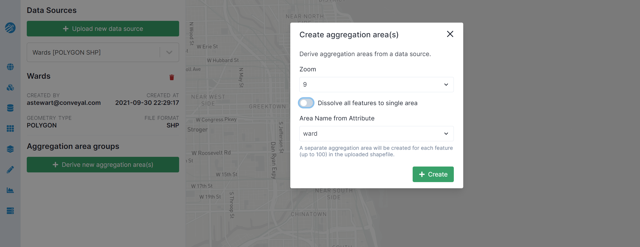 Aggregation area creation form