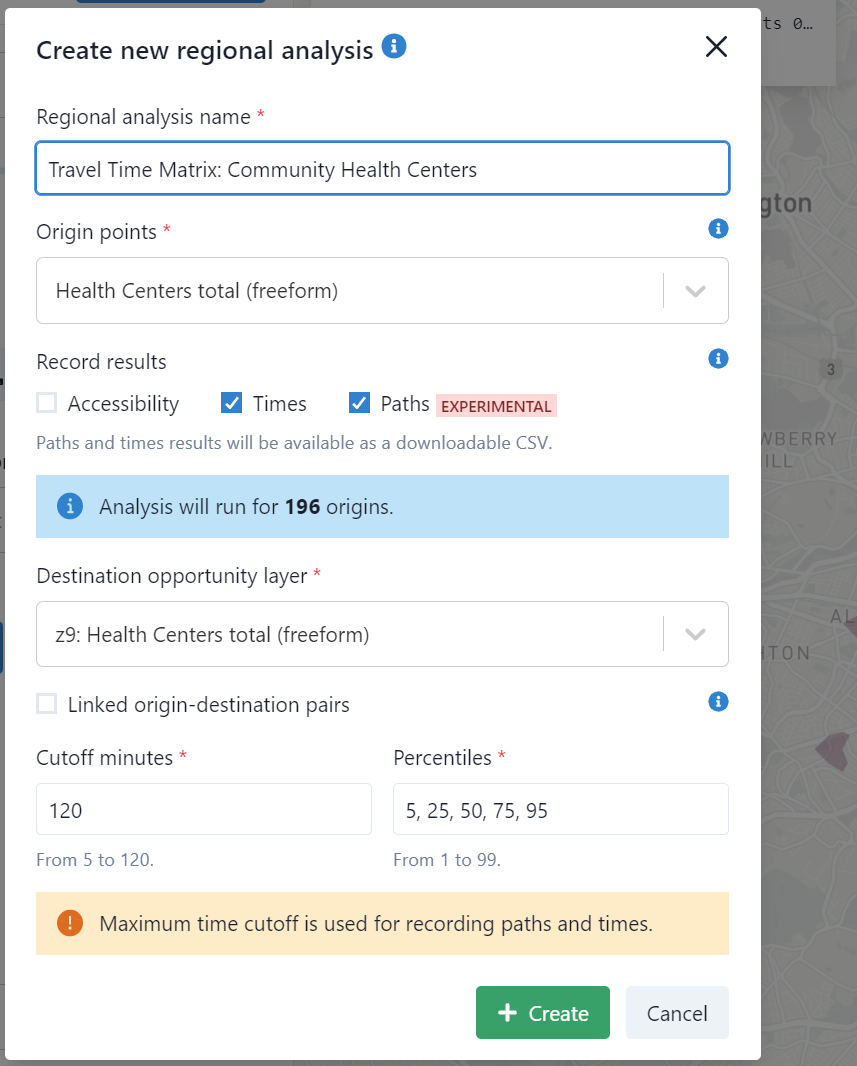 Options for creating a regional analysis